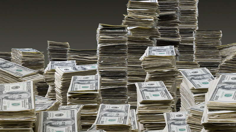Stacks of Hundred-dollar Bills — Gray