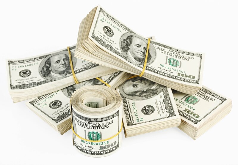Stacks of Hundred-dollar Bills — Green, Neutral, Photograph