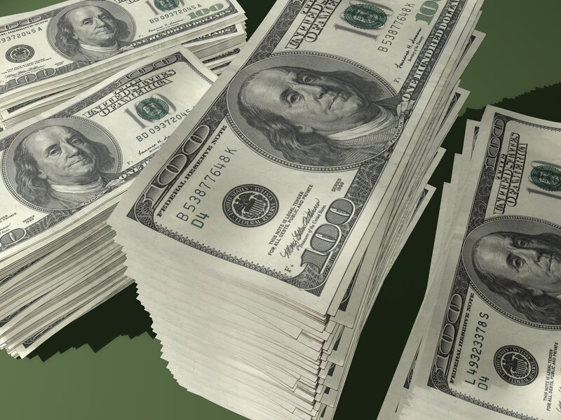 Stacks of Hundred-dollar Bills — Green, Neutral