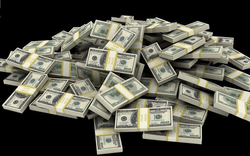 Stacks of Hundred-dollar Bills — Green