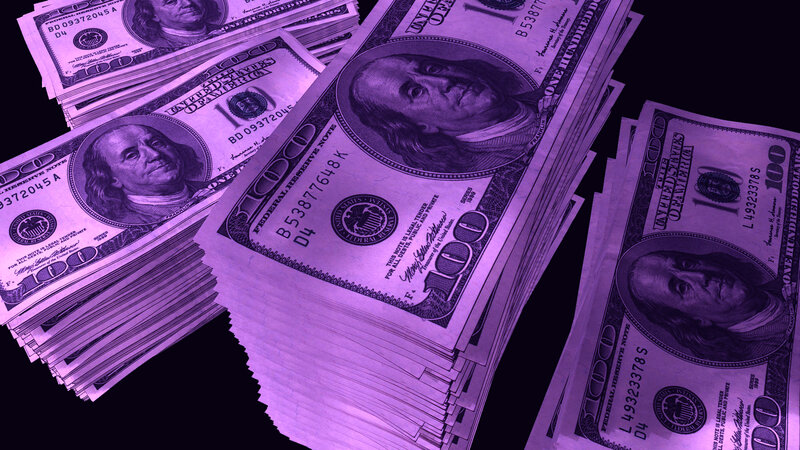 Stacks of Hundred-dollar Bills — Purple