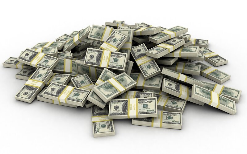 Stacks of Hundred-dollar Bills — White, Neutral, 3d Render, Money, Bundles