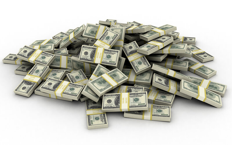Stacks of Hundred-dollar Bills — White, Neutral, 3d Render