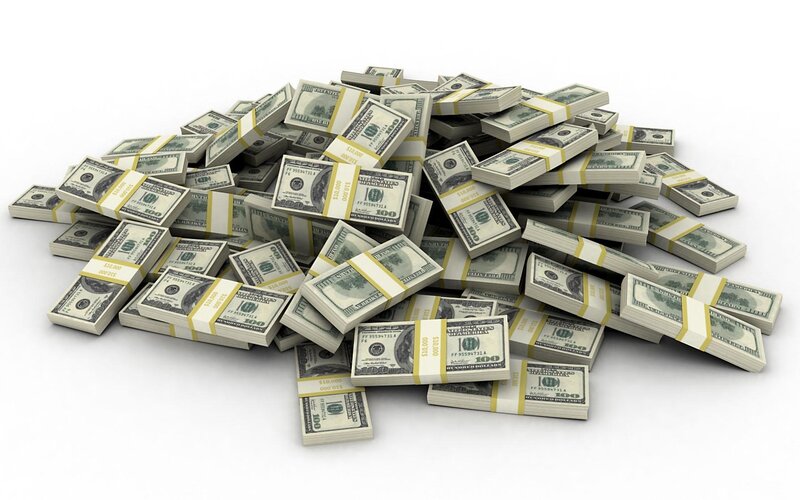 Stacks of Hundred-dollar Bills — White, Neutral, Photograph, Money, Bundles