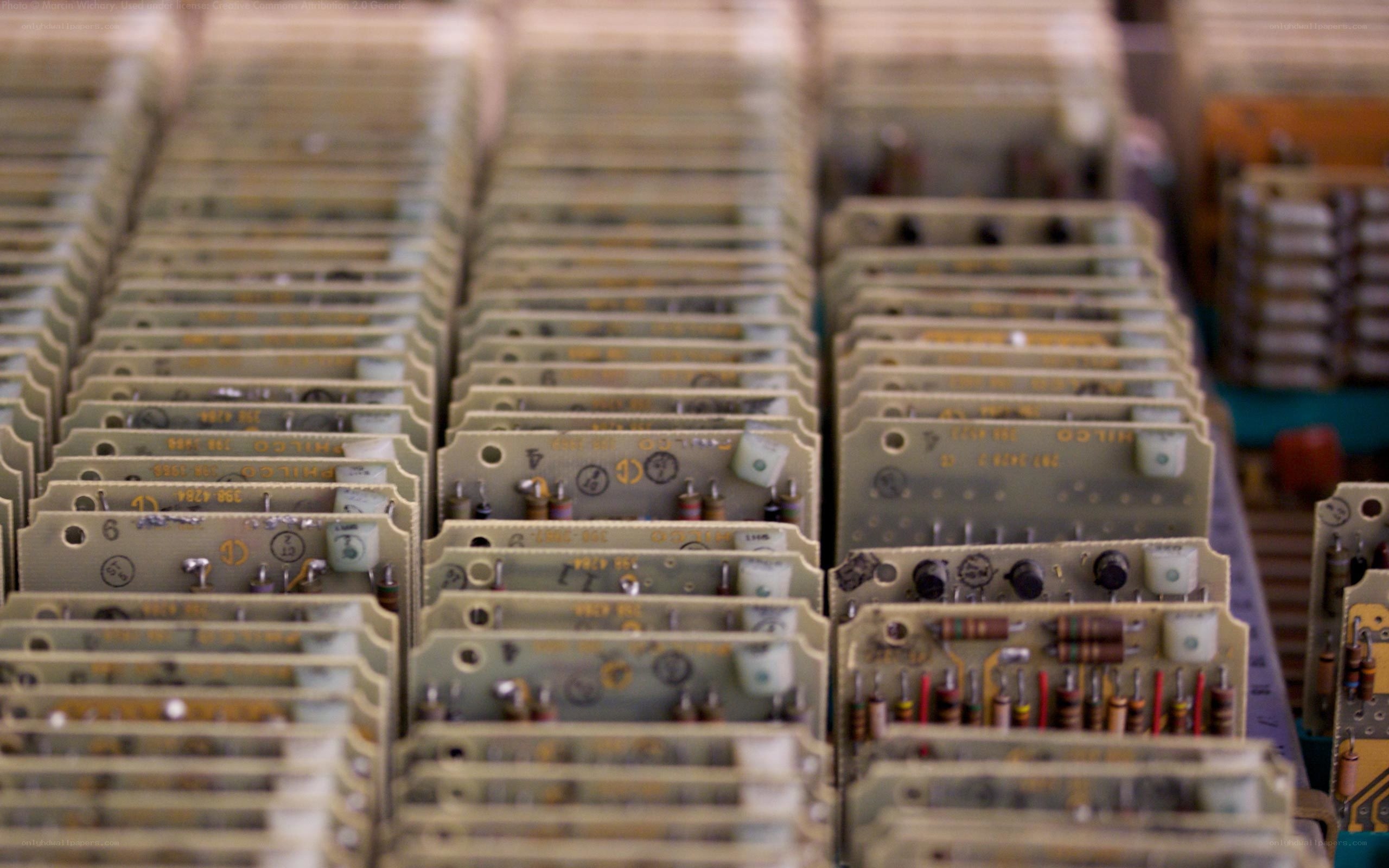 stacks of old circuit boards