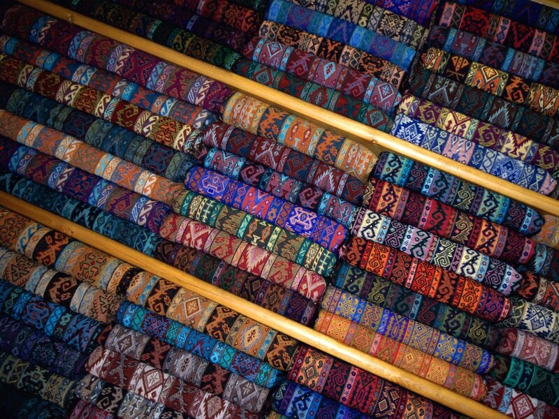 Stacks of patterned textiles