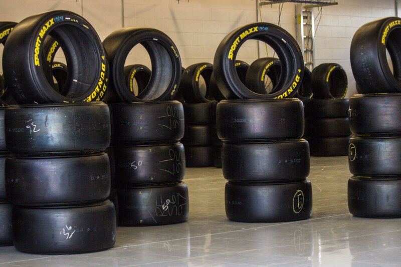 Stacks of racing tires