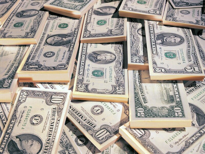 Stacks of US Dollar Bills — Green
