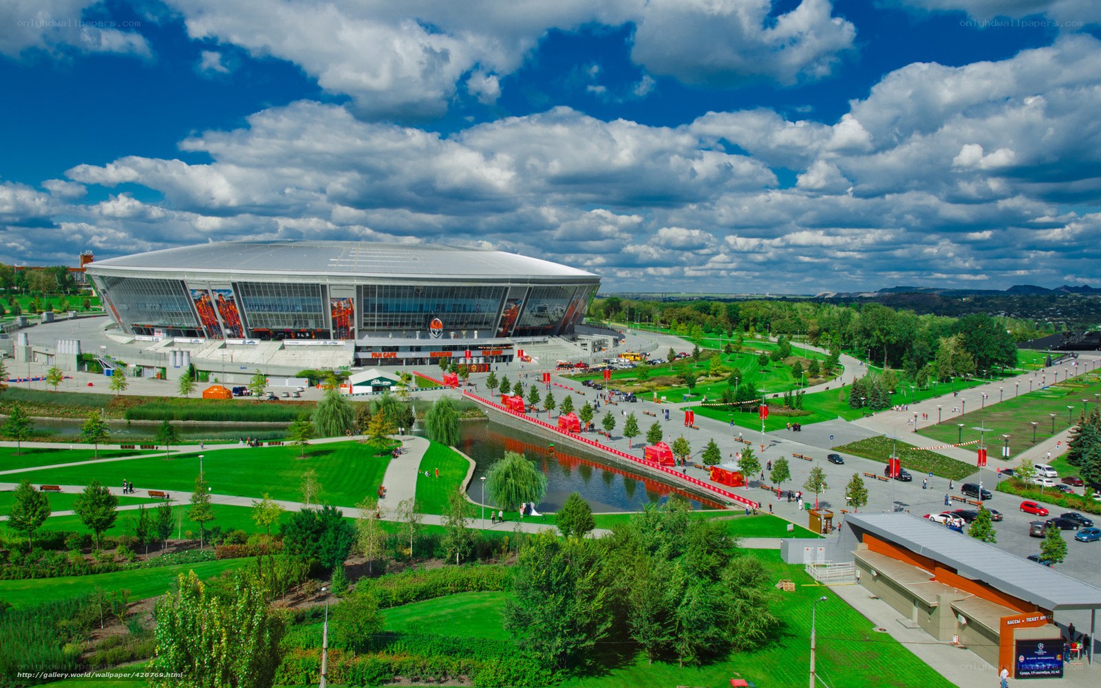 Stadium and park landscape