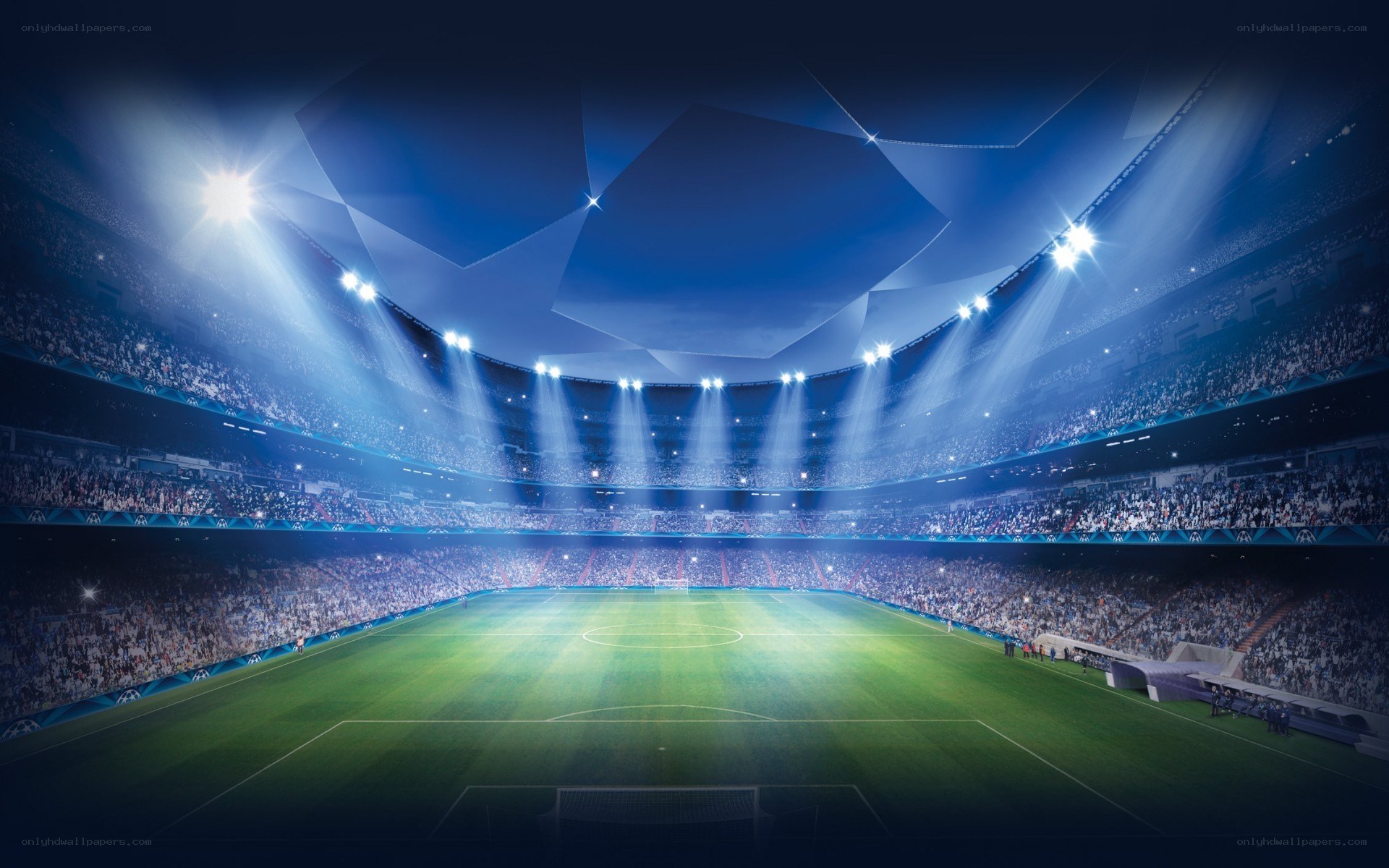 Stadium at night with lights