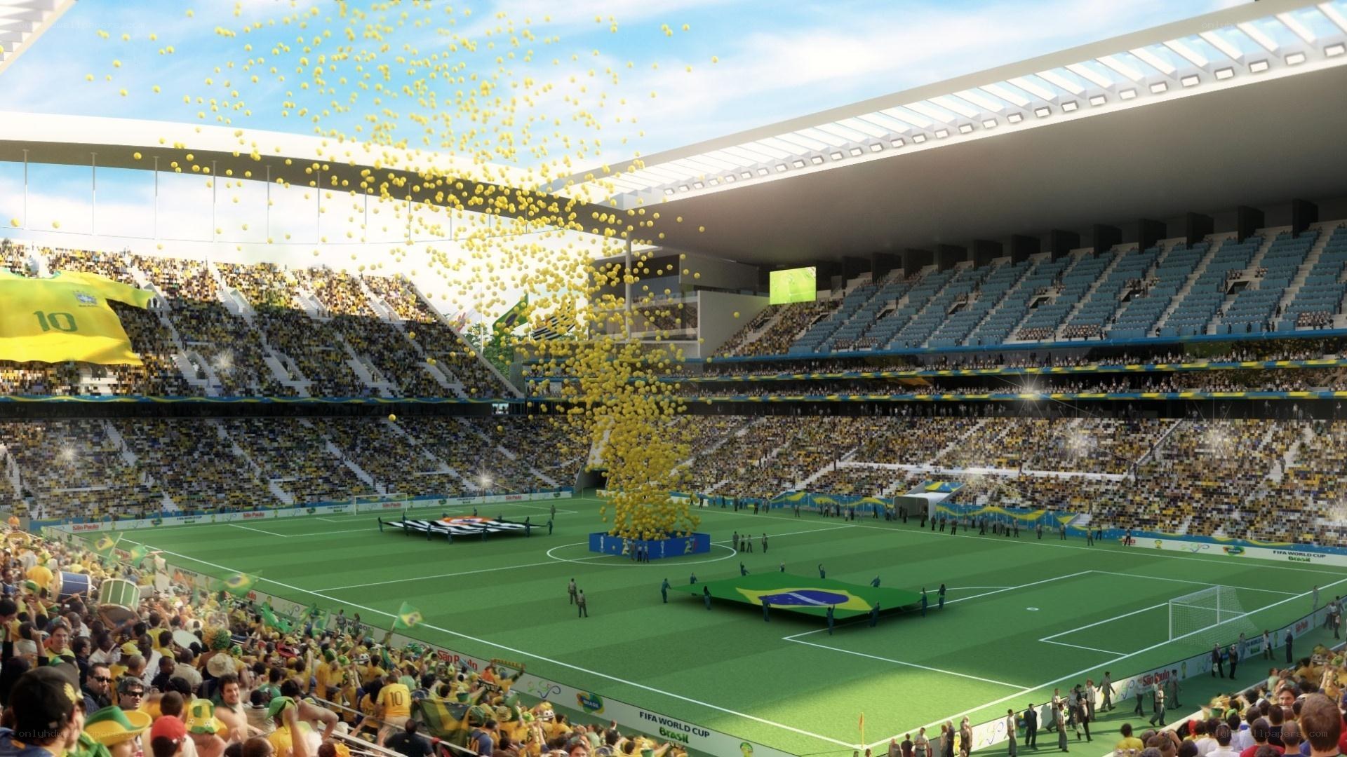Stadium celebration with yellow balls