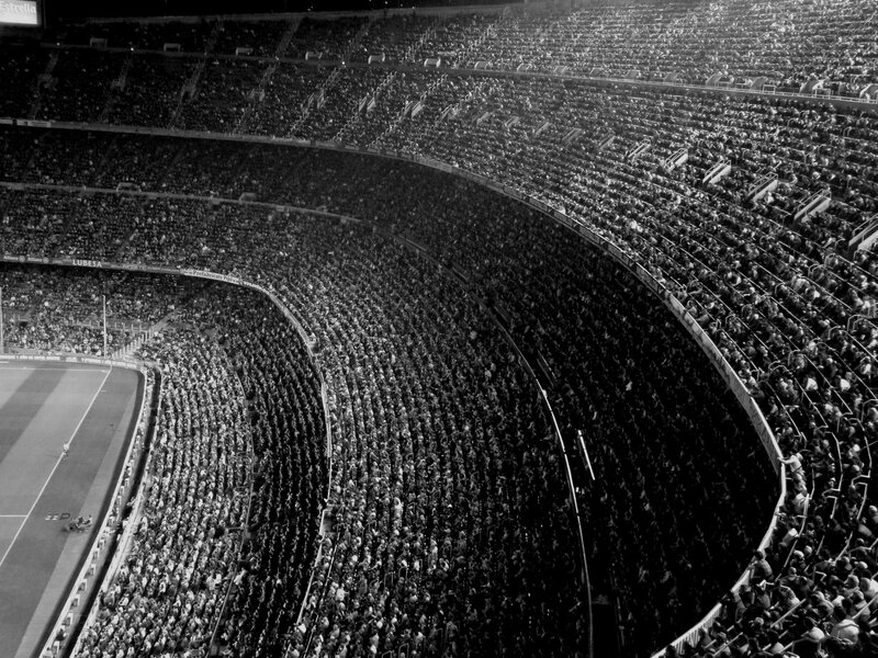 Stadium crowd at a football match