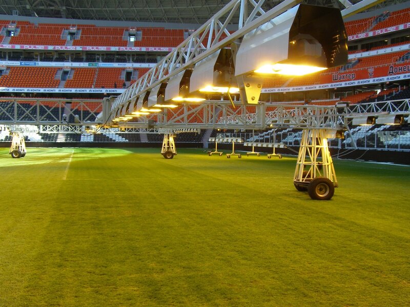Stadium lighting setup on field
