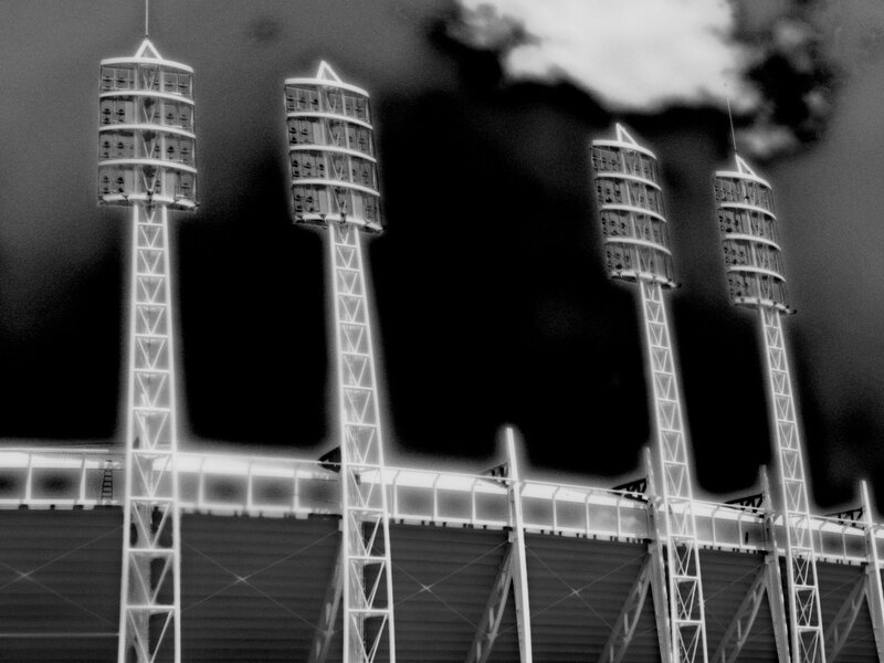 Stadium lights at night