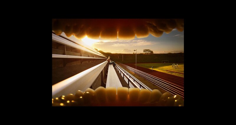 Stadium view through teeth