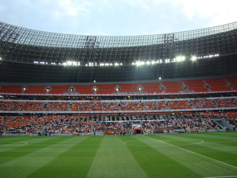 Stadium with fans and field