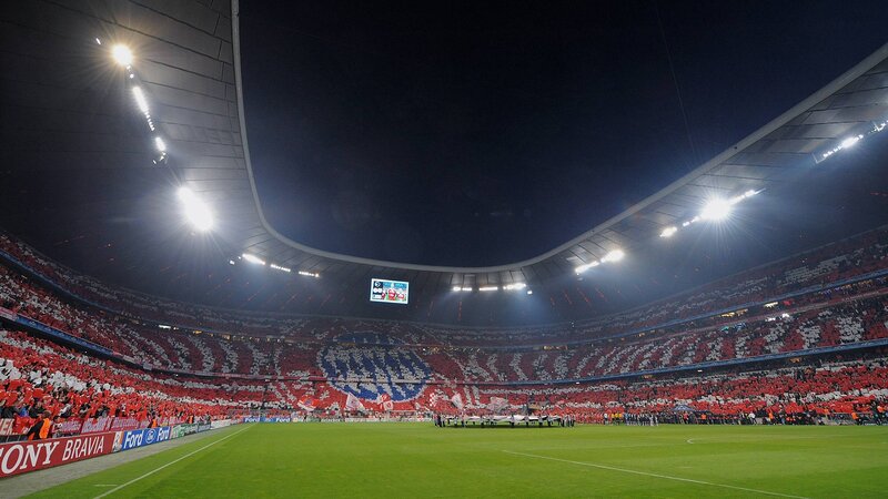 stadium with fans in red and white