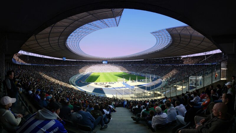 Stadium with open roof