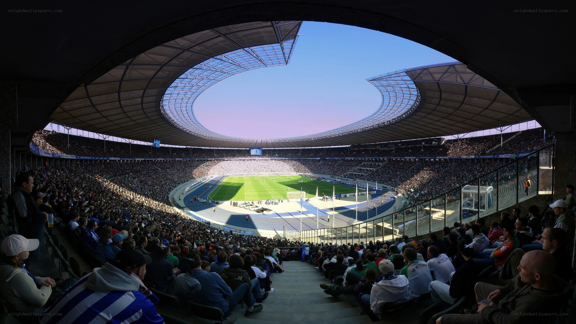 Stadium with open roof