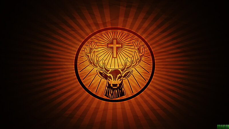Stag Head with Cross — Orange