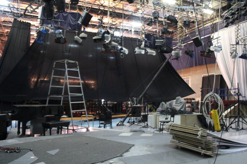 Stage setup with lighting equipment