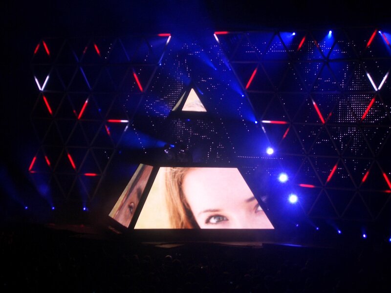 stage with triangular screens