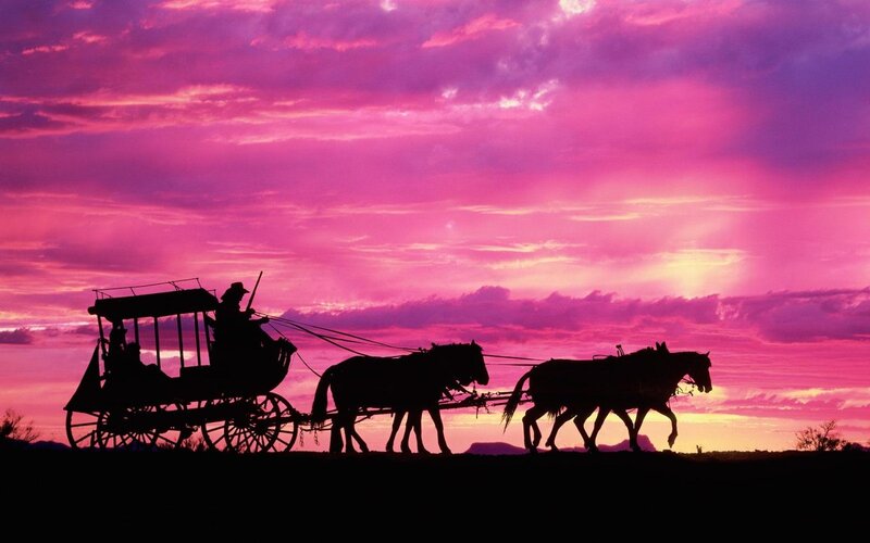 Stagecoach at Sunset