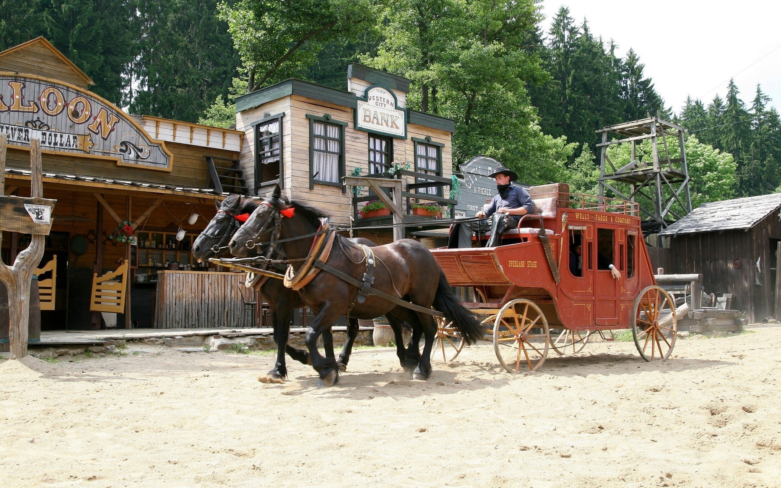 Stagecoach in a western town