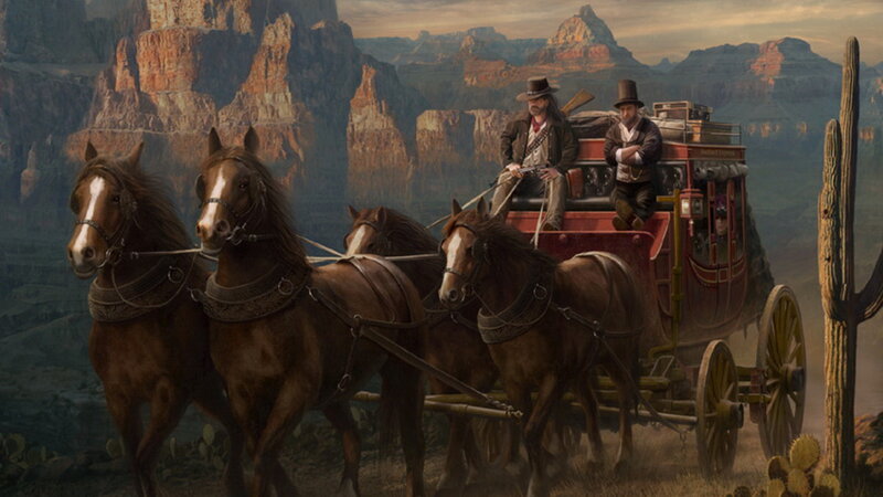 Stagecoach in Canyon — Brown