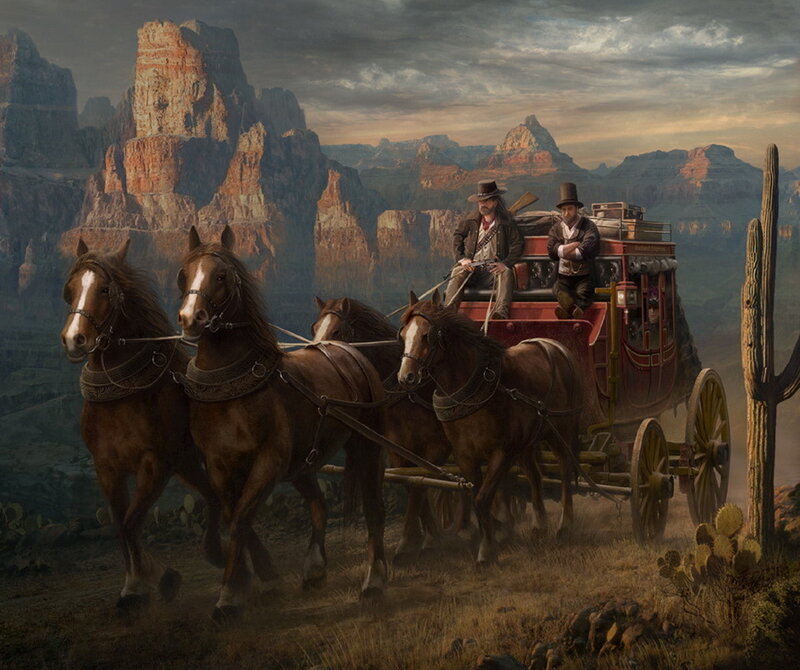 Stagecoach in Desert
