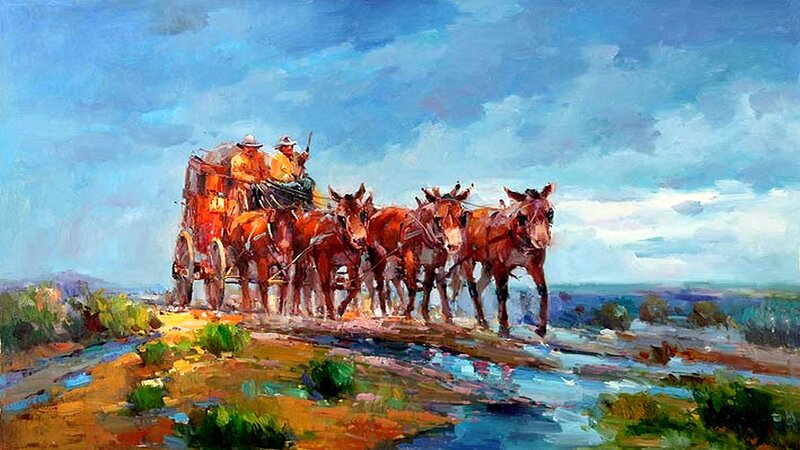 Stagecoach with Horses — Blue