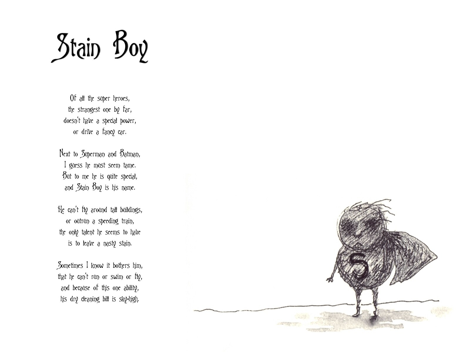 Stain Boy poem and drawing