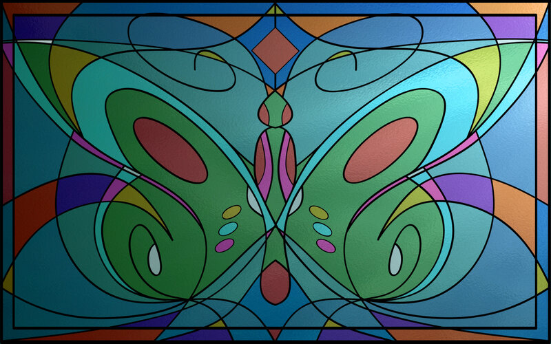 Stained Glass Butterfly — Green, Calm