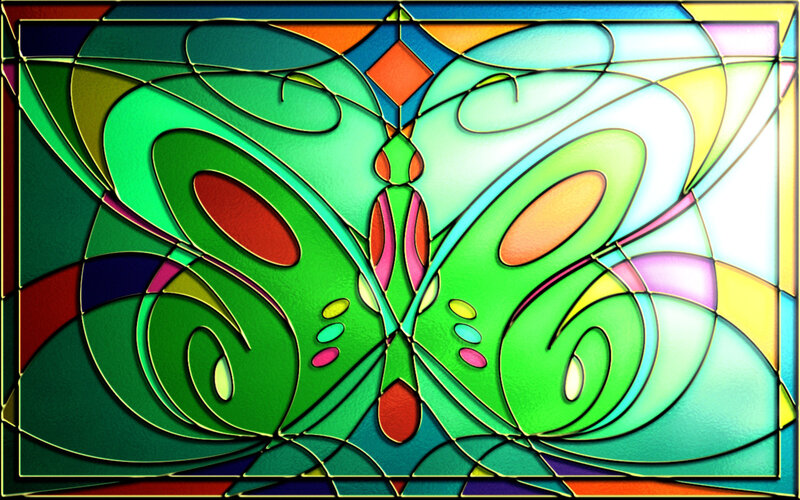 Stained Glass Butterfly — Green, Vibrant