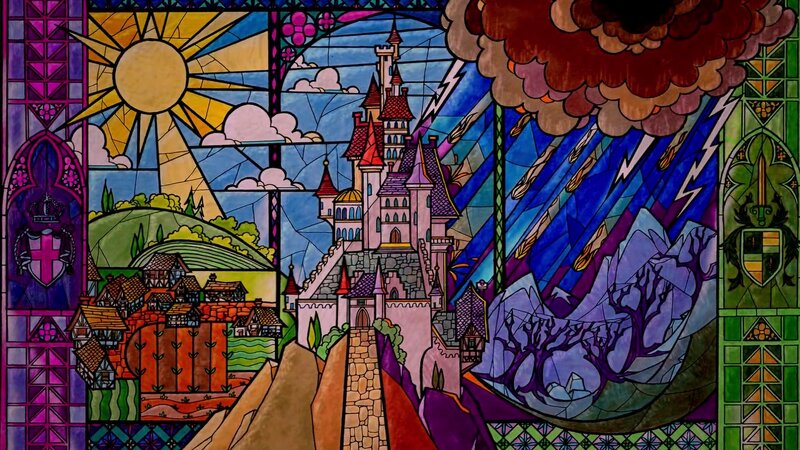 Stained Glass Castle Scene
