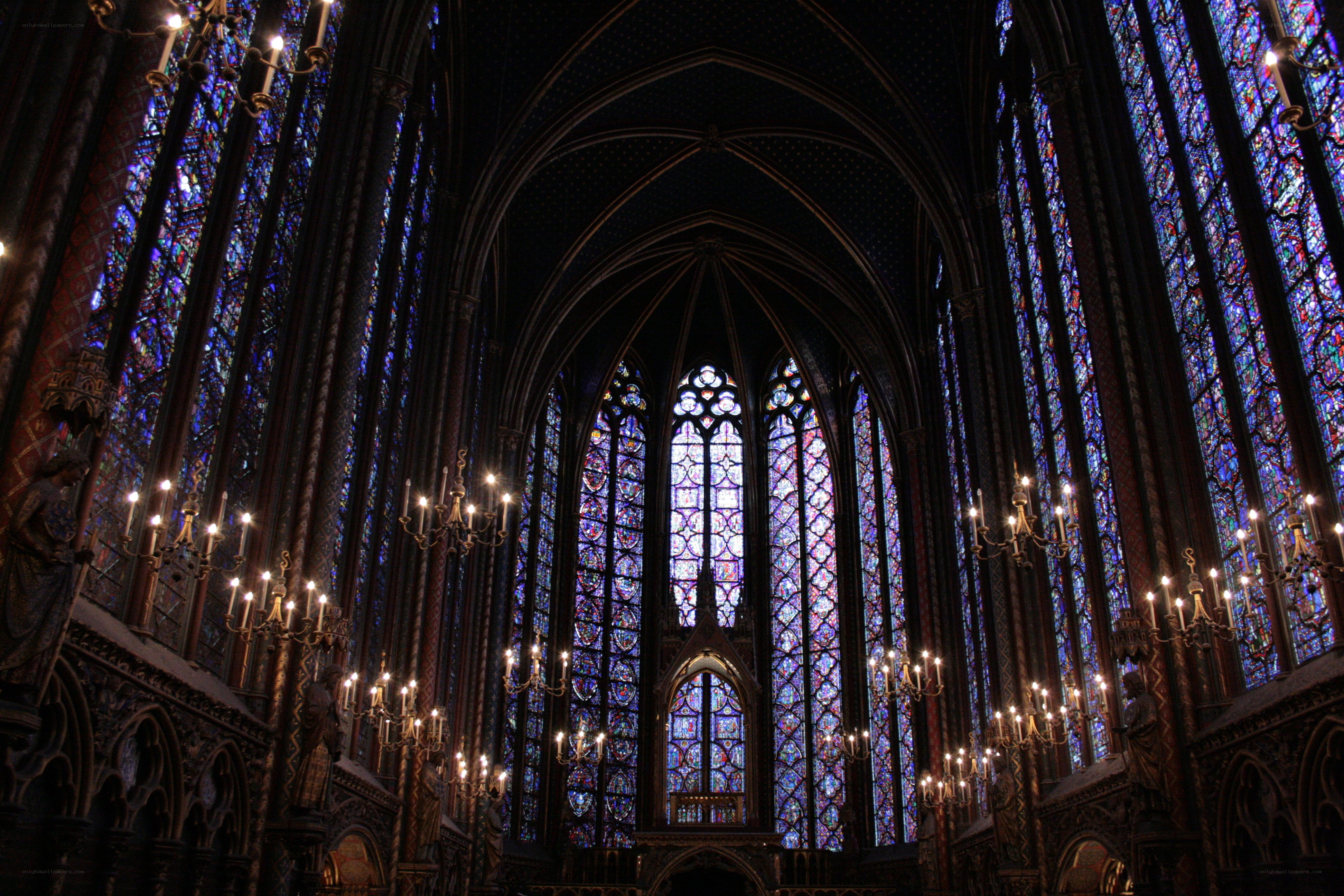 Stained glass cathedral interior