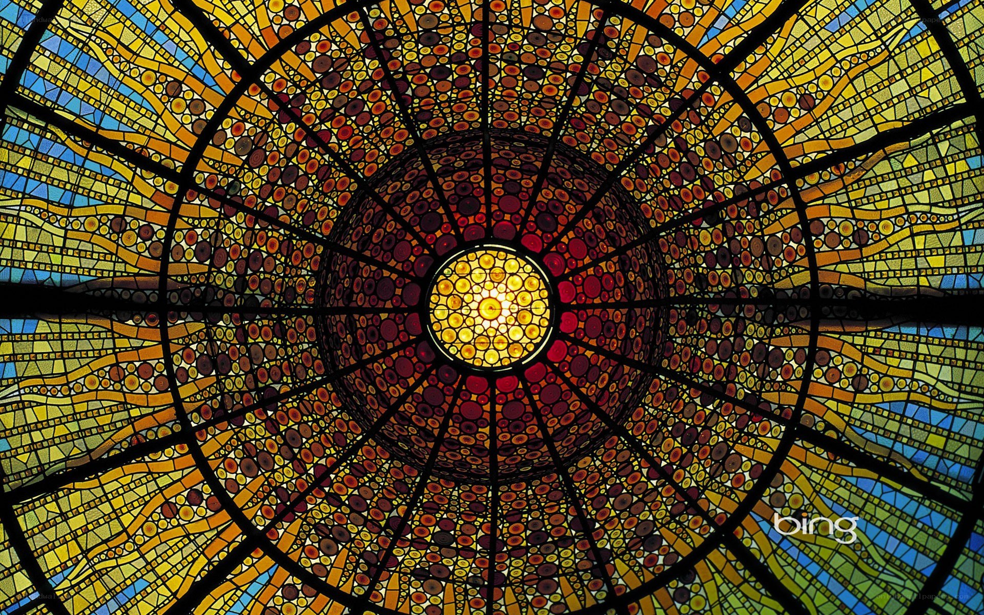Stained glass ceiling artwork