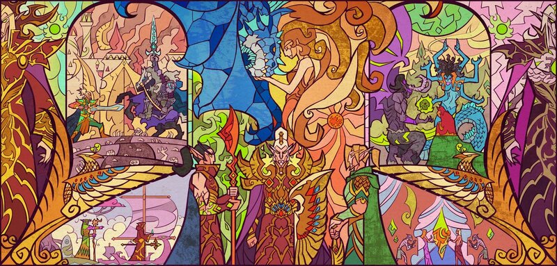 Stained glass fantasy artwork