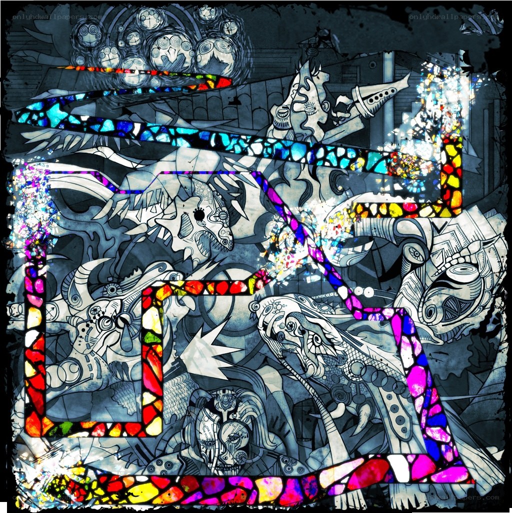 Stained glass fantasy creatures