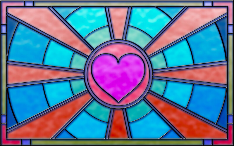 Stained Glass Heart Window — Purple