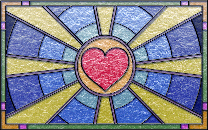 Stained Glass Heart Window — Red