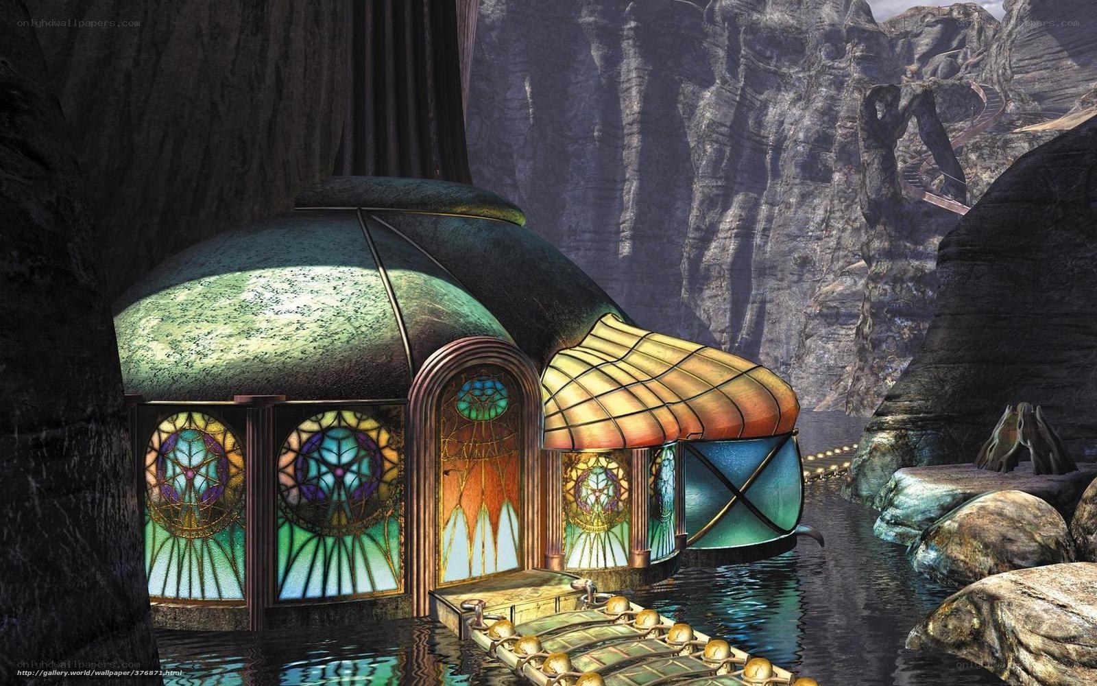 Stained glass house in canyon