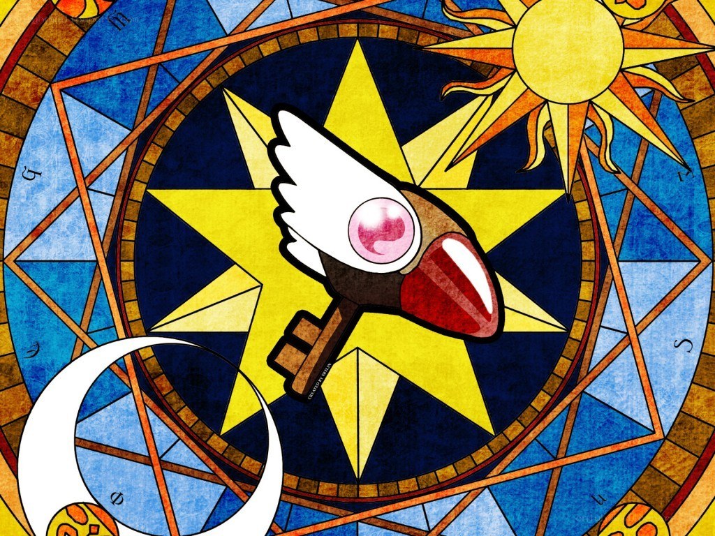 Stained glass key with bird