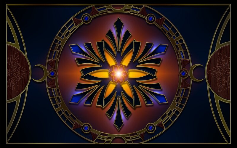 Stained Glass Mandala — Gold, Mystical