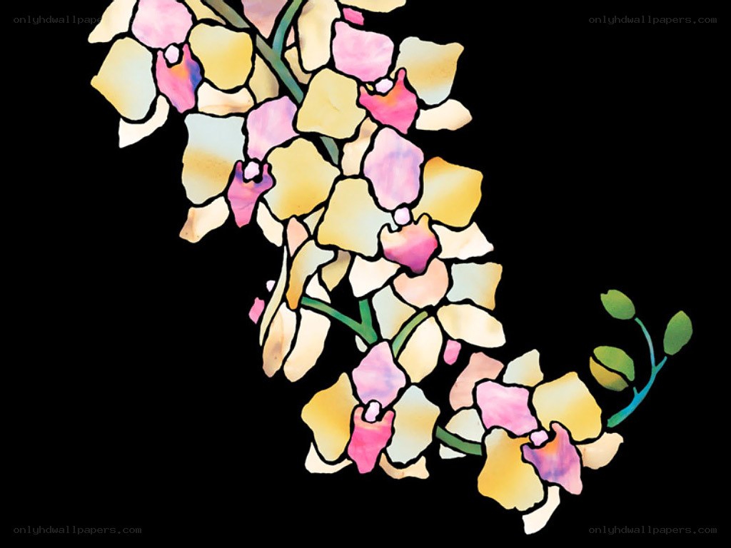 stained glass orchid design