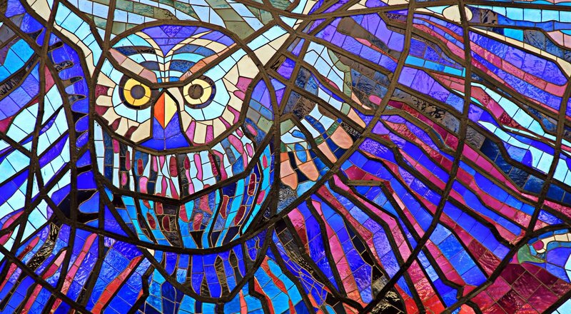 Stained glass owl artwork
