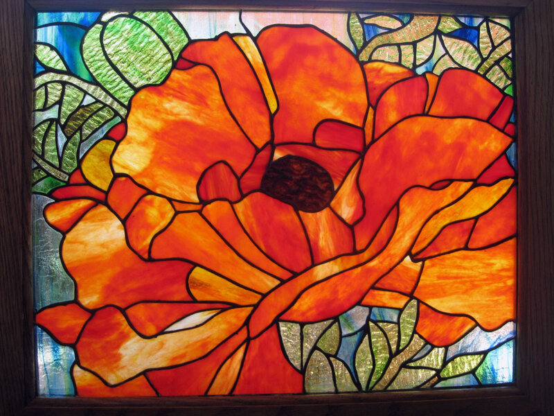 Stained Glass Poppy Flower
