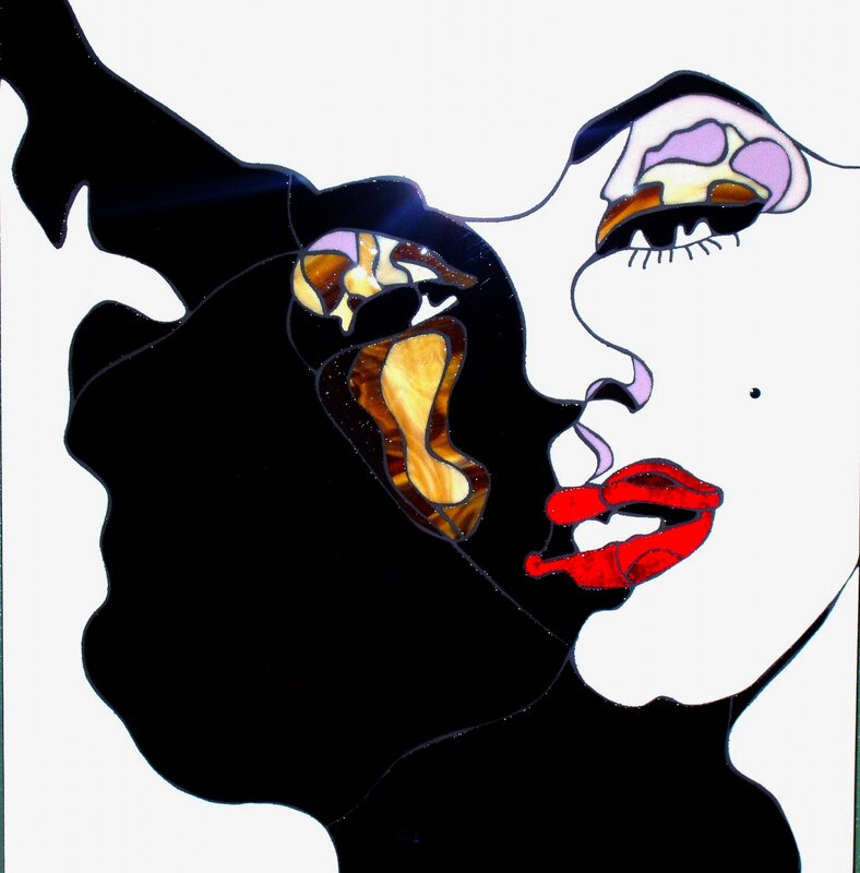 Stained glass portrait of a woman