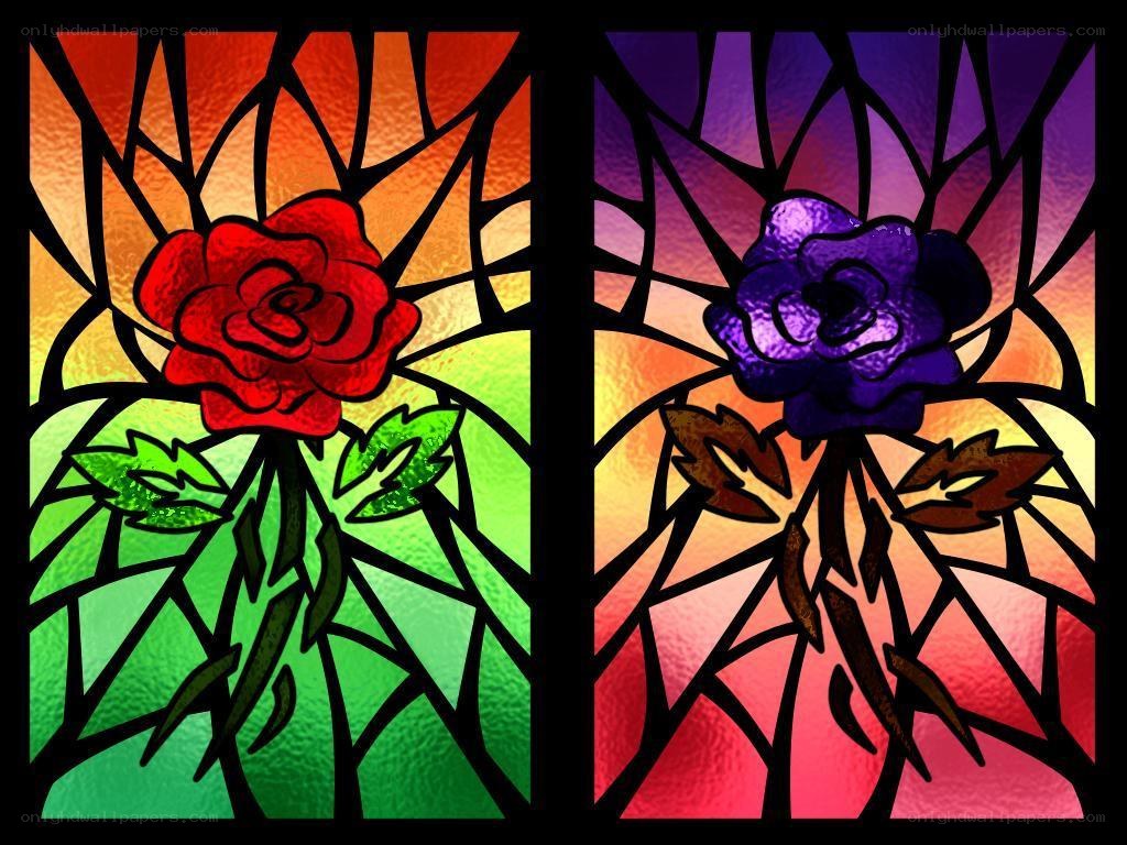 Stained glass rose artwork