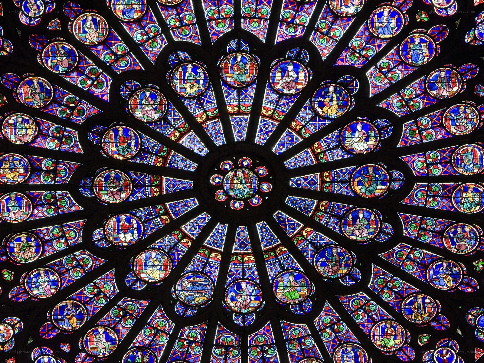 Stained glass rose window